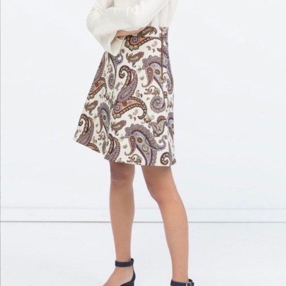 Zara Flared A-Line Paisley Jacquard Print Size  S - Picture 6 of 16
